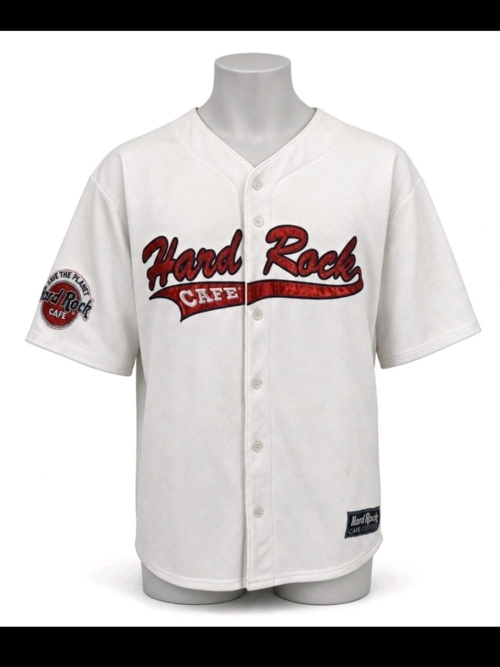 Hard Rock Cafe Kids White Baseball Jersey with Red Logo